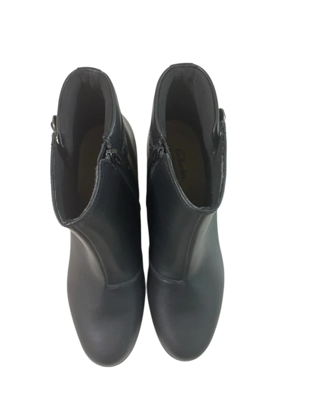 Clarks Emily2 Belle Boots Womens Size 9 Black Leather Ankle Booties Heel Zip - Picture 3 of 15